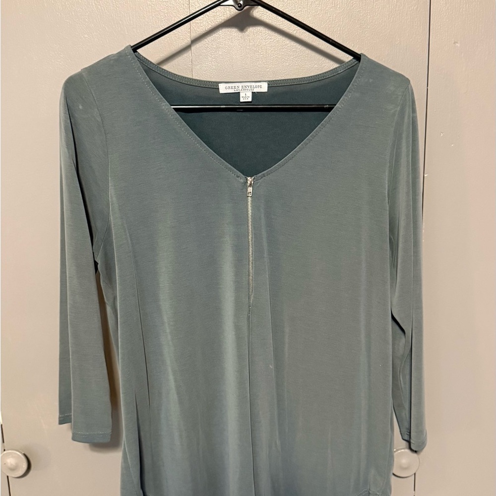Green Envelope Sage Long Sleeve Top